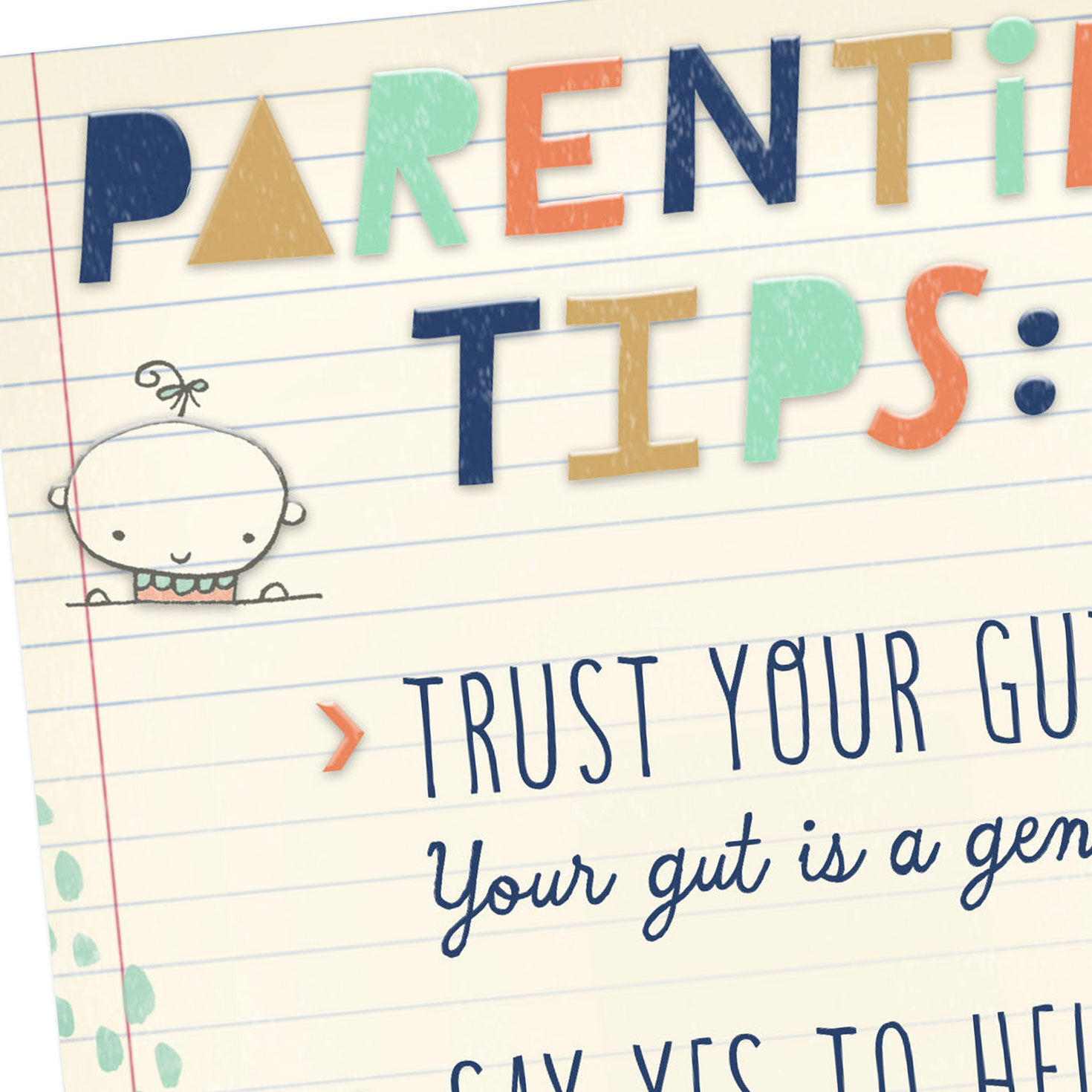 List on Notebook Paper New Baby Card for Parents Card Front Detail image number 4