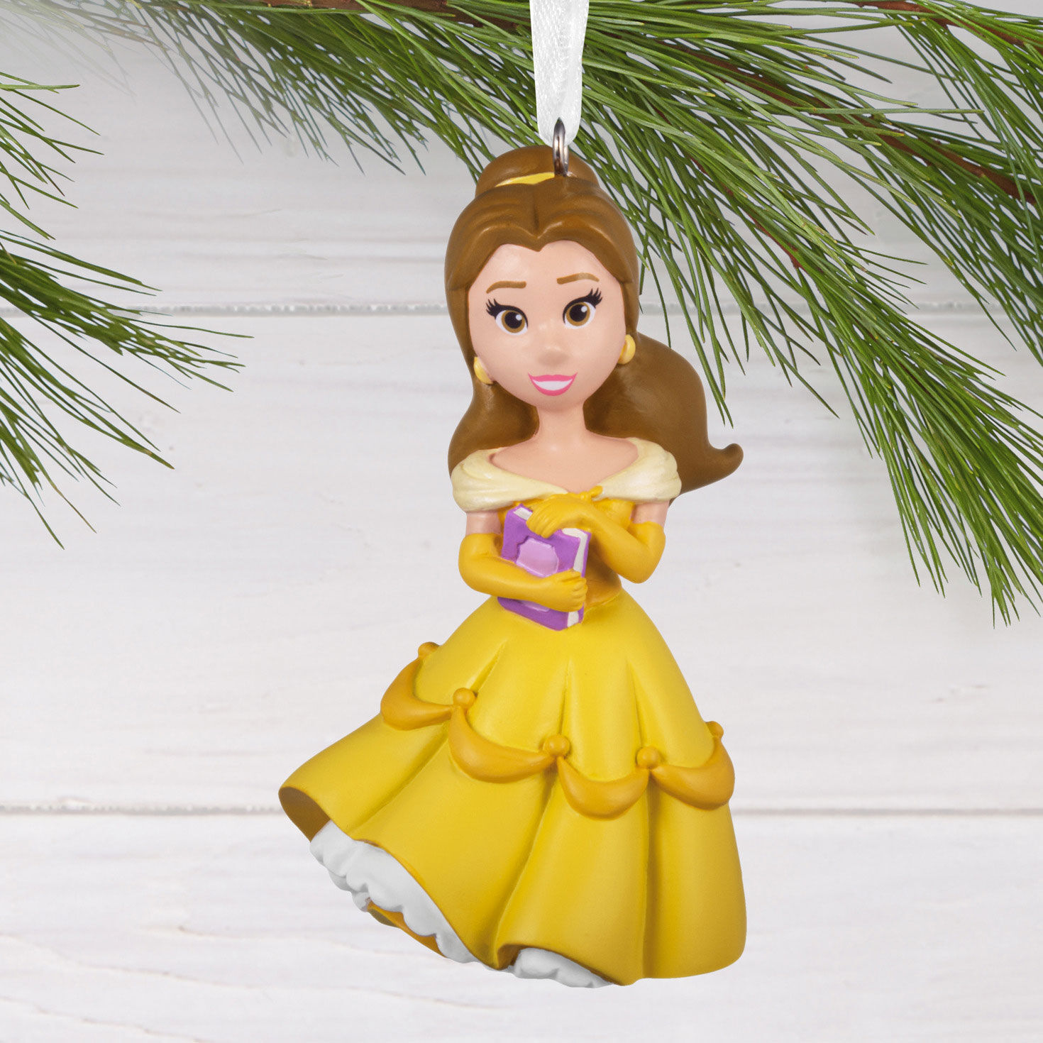 Princess Belle With Book Christmas Ornament hanging on tree image number 2