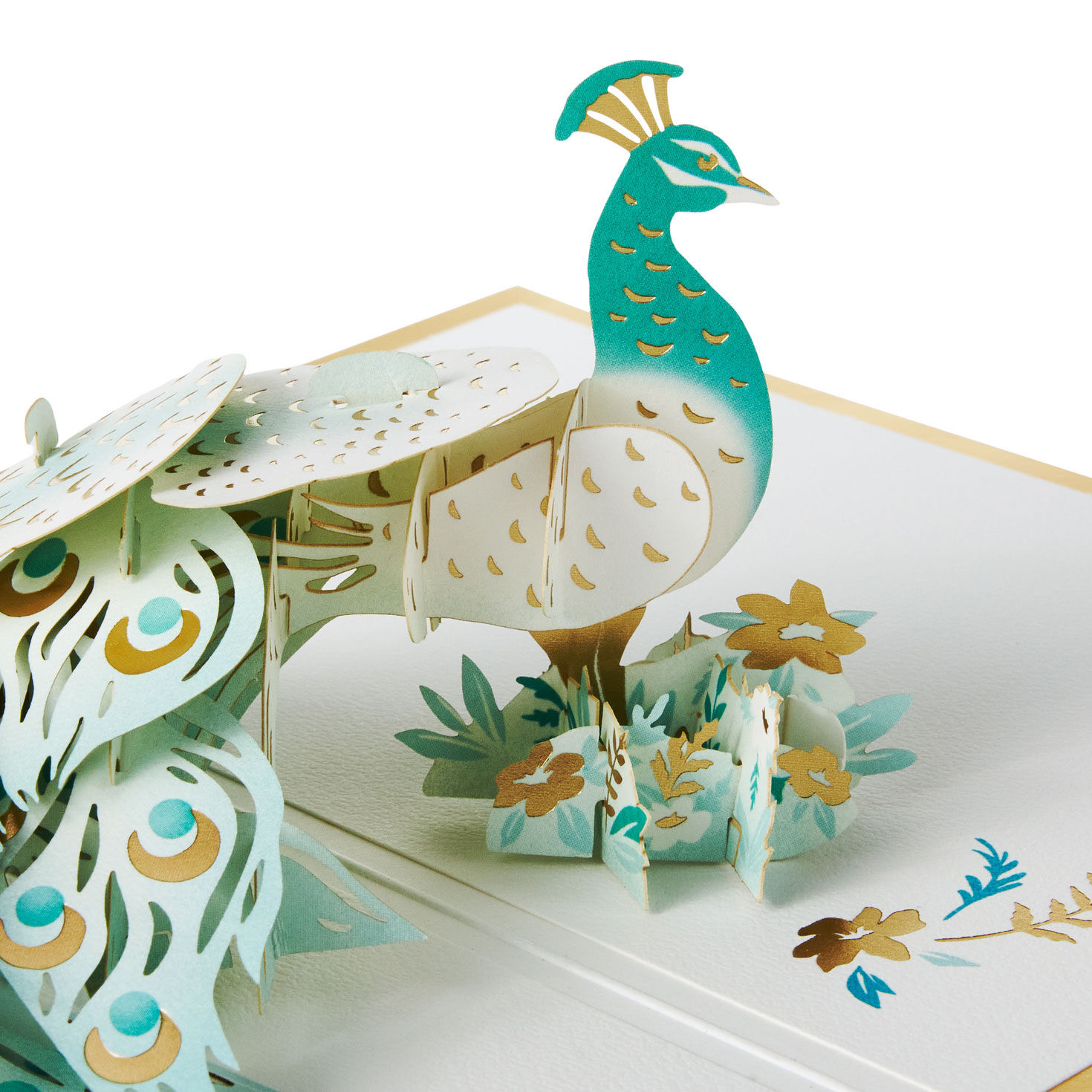Blue and Green Peacock Encouragement Card Pop-up detail image number 4