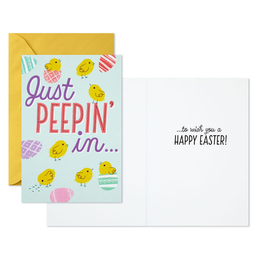 Peeping Chicks and Eggs Easter Cards, Pack of 6, 