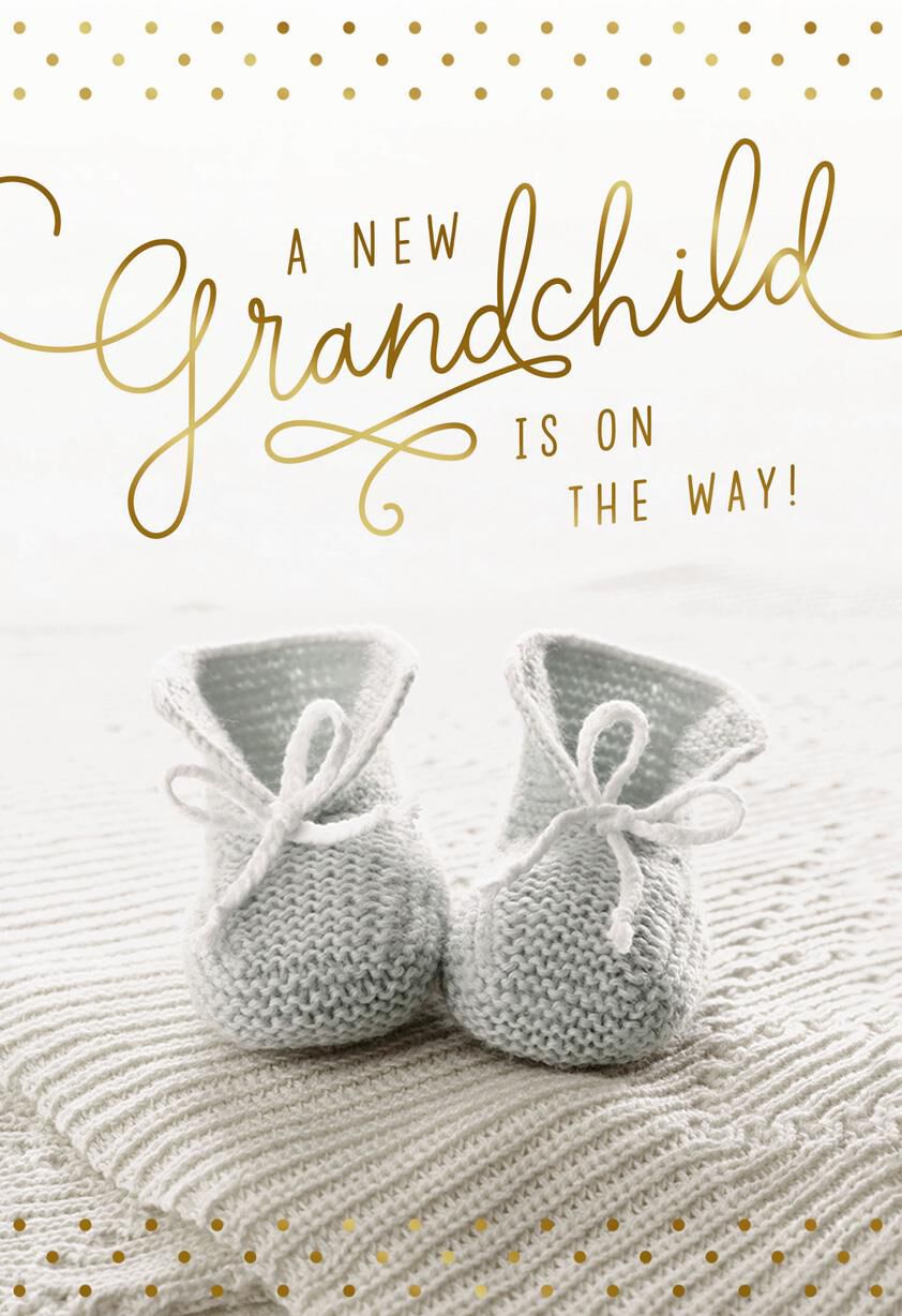Knit Booties New Baby Card for Grandparents