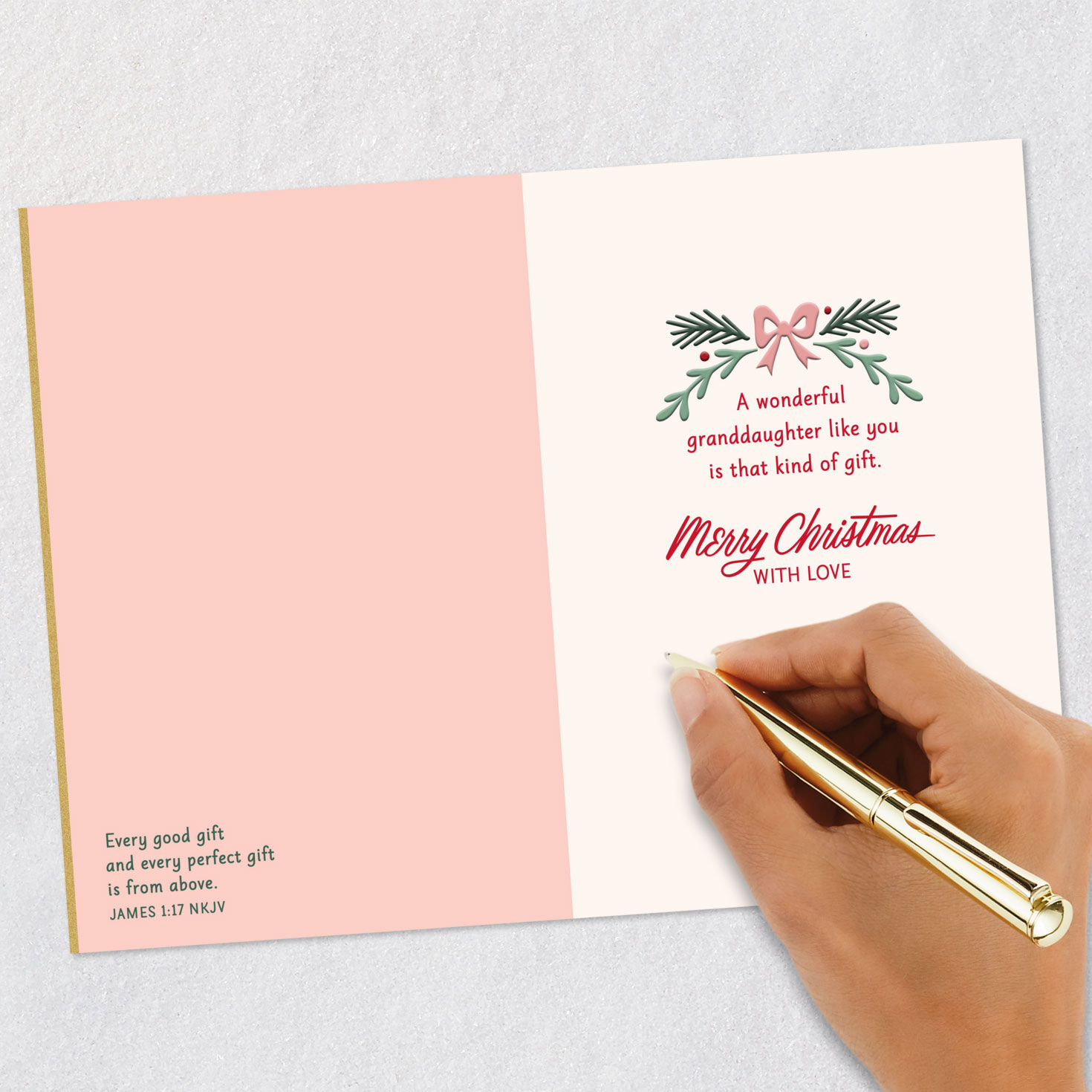 Poinsettia Granddaughter Religious Christmas Card Signing Card image number 7