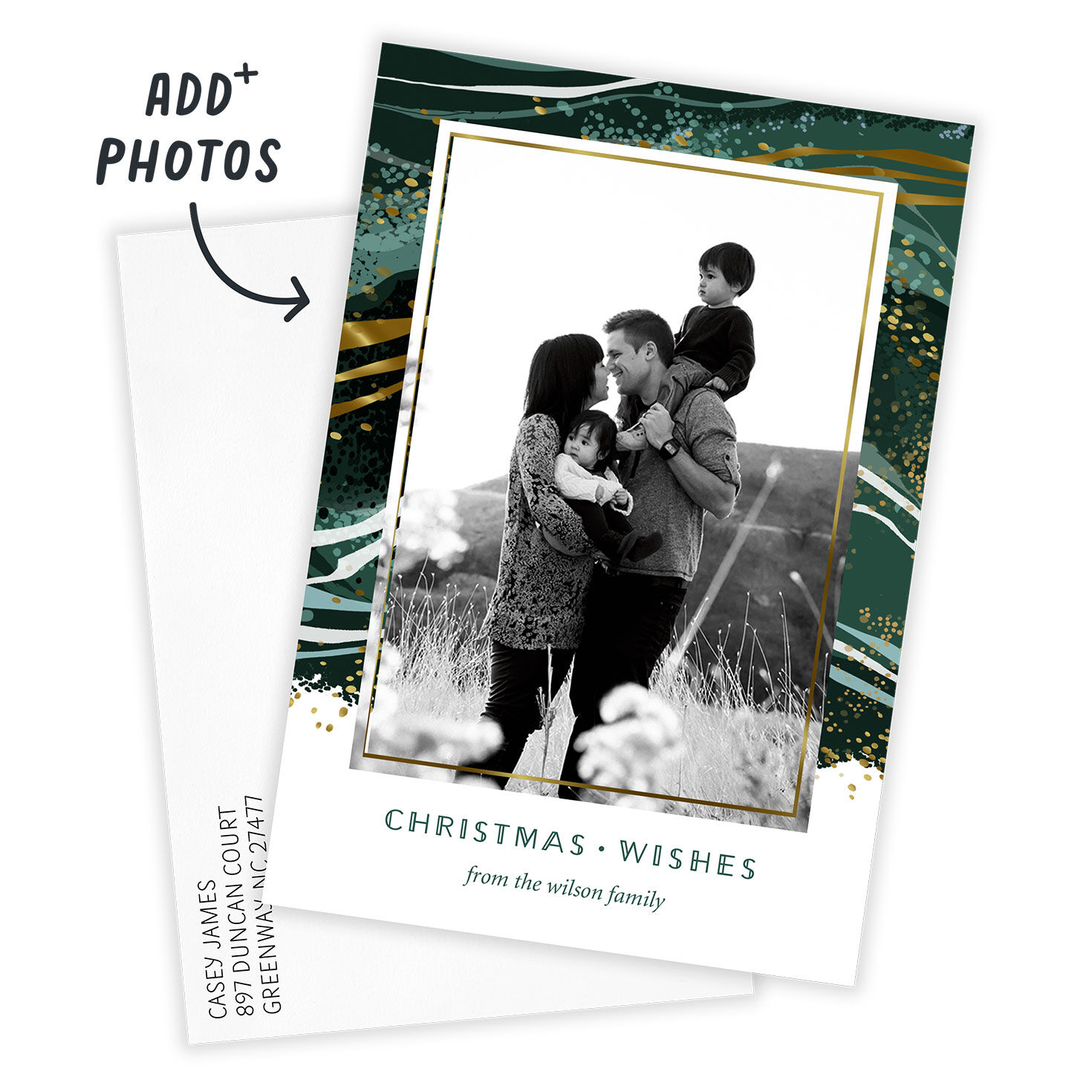 Evergreen Marble Flat Christmas Photo Card, , large image number 2
