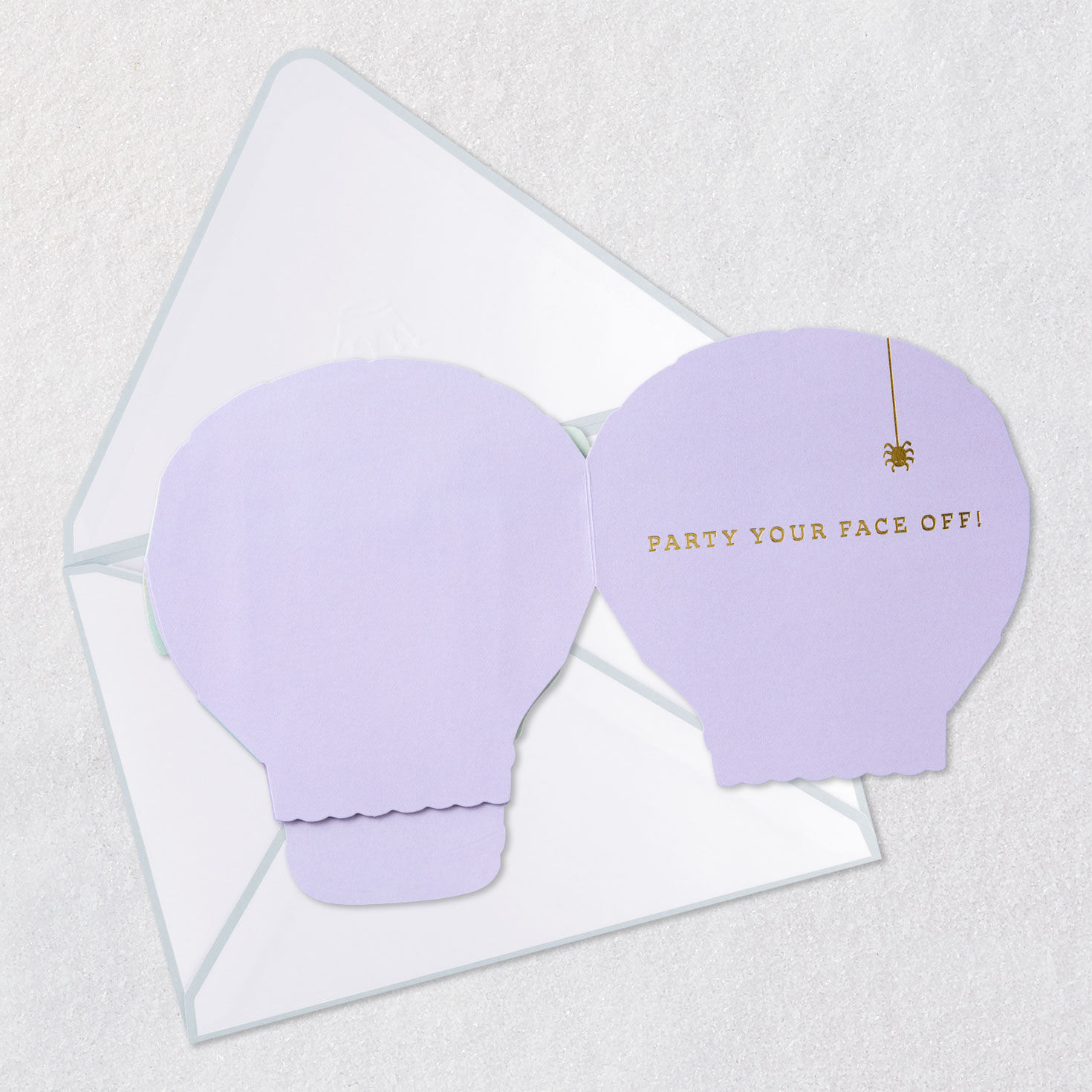 Party Your Face Off Mummy Paper Craft Halloween Card Open card with envelope image number 3
