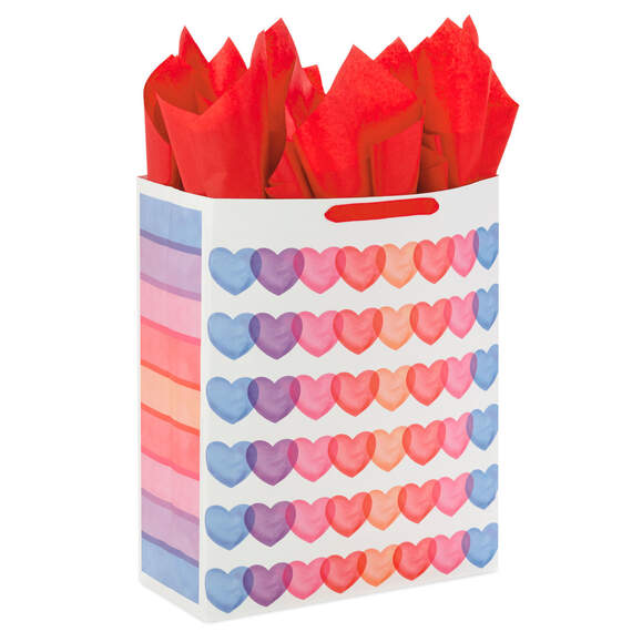 15.5" Pastel Hearts X-Large Valentine's Day Gift Bag With Tissue Paper, , large image number 6