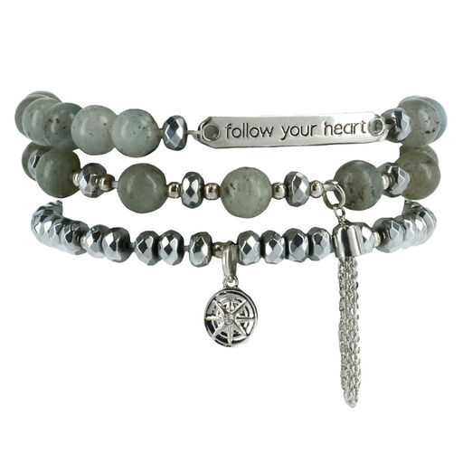 Soul Stacks Follow Your Heart Beaded Stretch Bracelets, Set of 3, 
