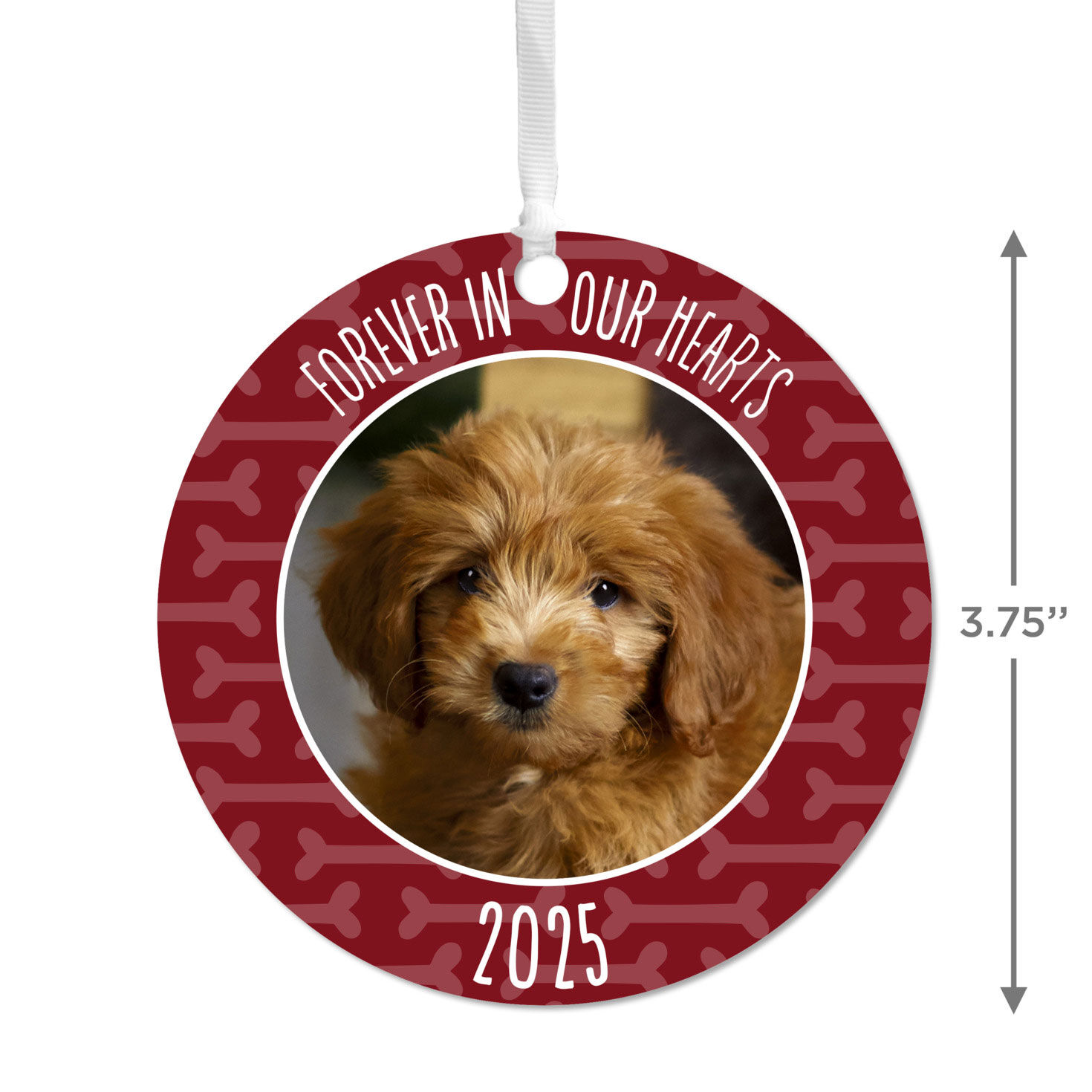 Pet Memorial Round Metal Personalized Ornament, Custom Photo and Text, , large image number 3