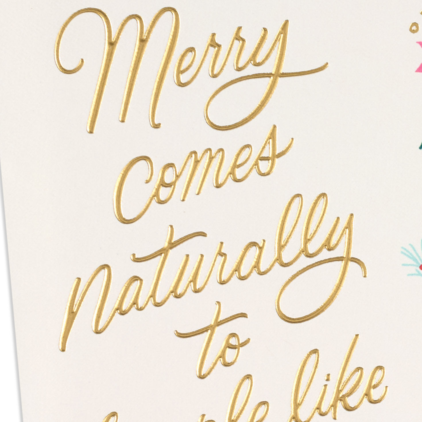 Pink and Red Poinsettias Christmas Card Card Front Detail image number 4