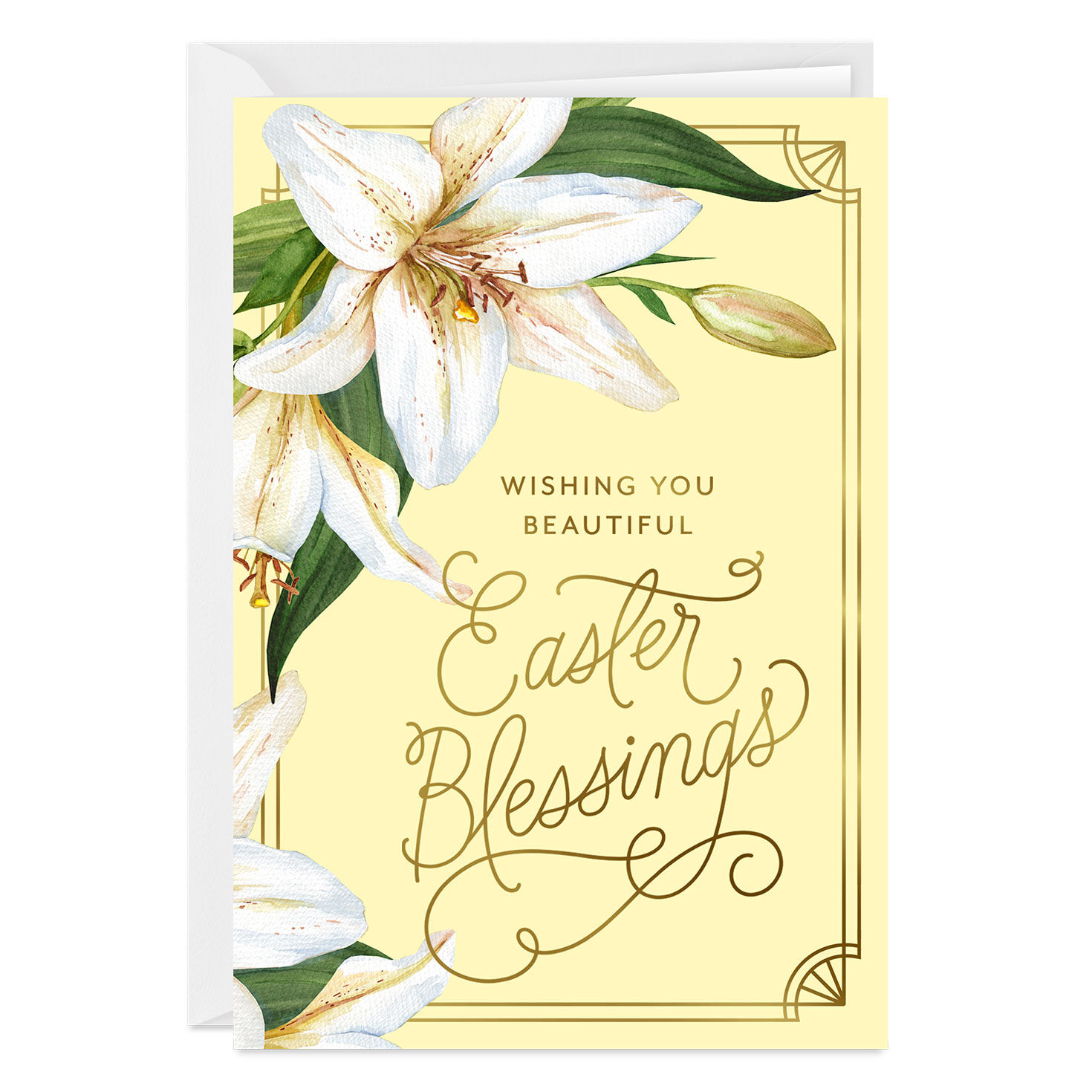 Beautiful Lily Blessings Religious Custom Easter Card