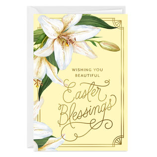 Beautiful Lily Blessings Religious Custom Easter Card