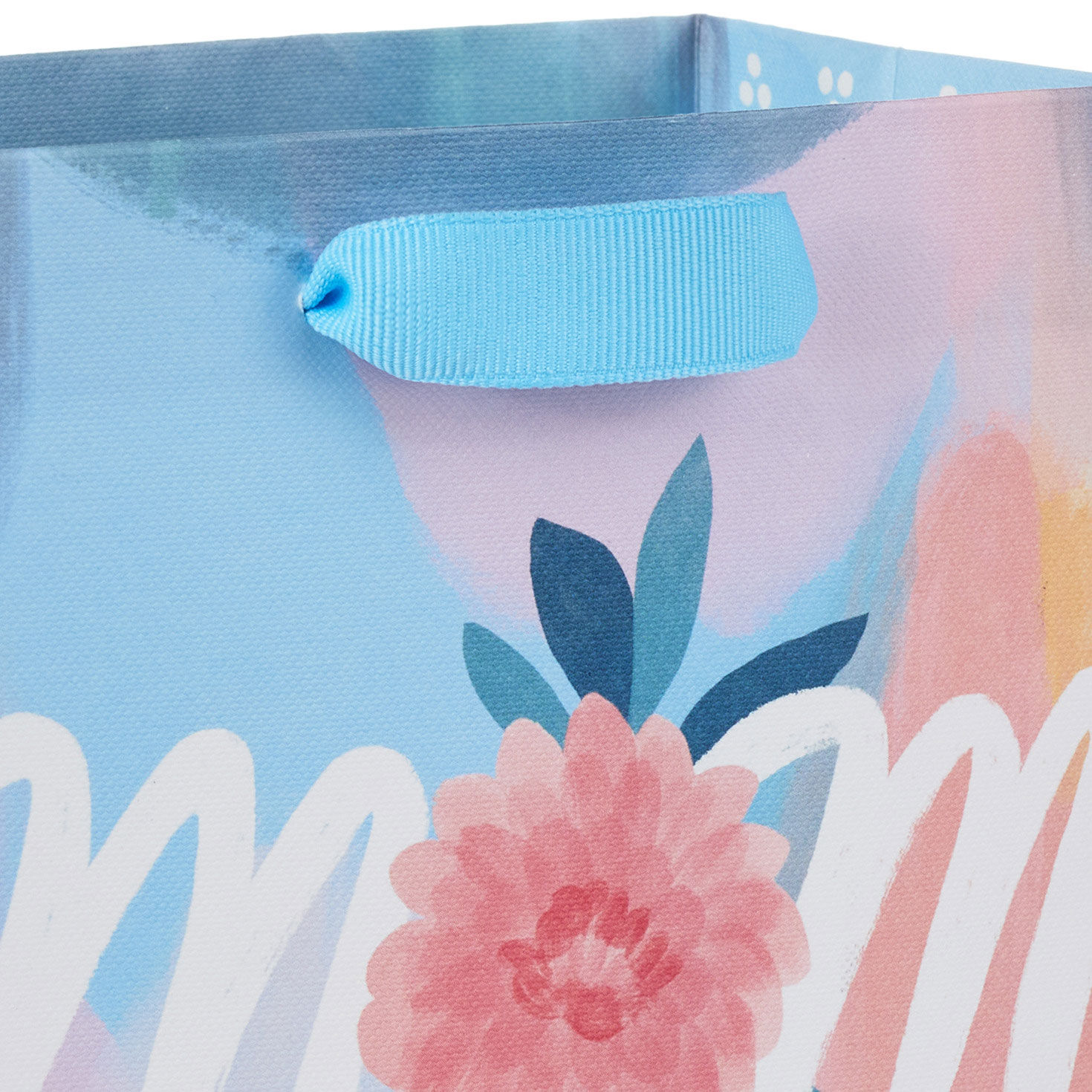 Pastel Brushstrokes Small Gift Bag for Mom Handle Detail image number 4