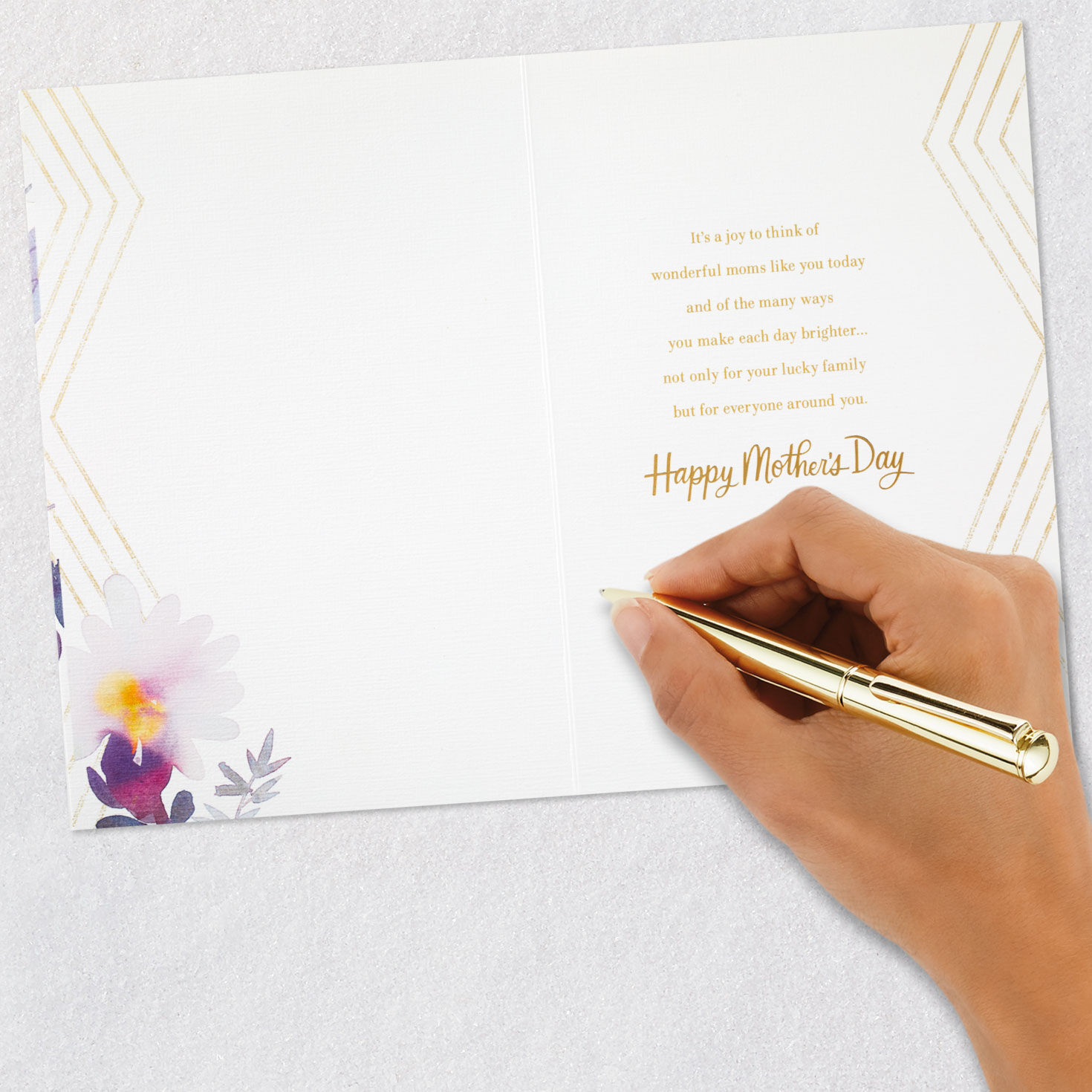 Purple Flowers and Gold Foil Mother's Day Card Signing card image number 6