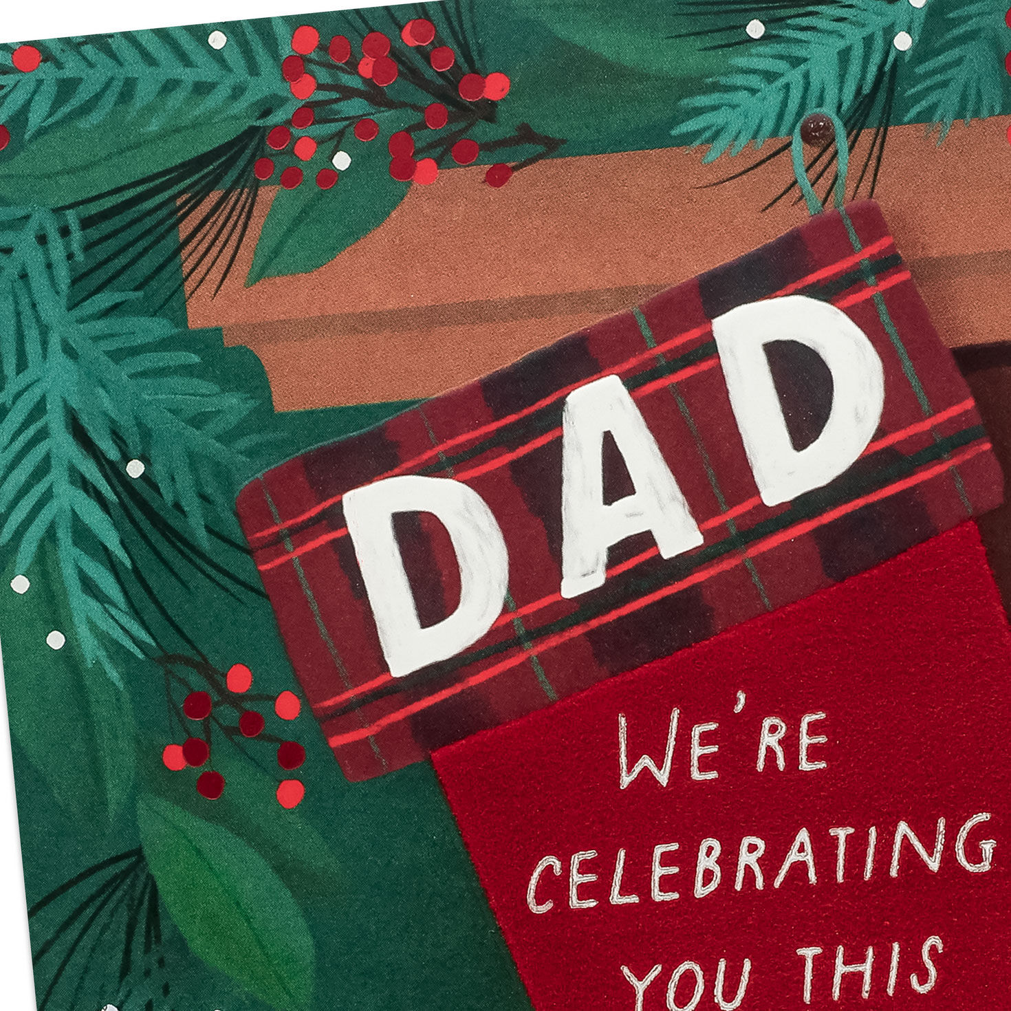 Red Stocking Christmas Card for Dad Card Front Detail image number 5
