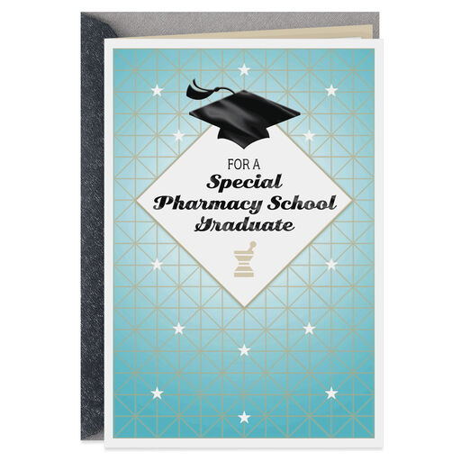 Mortarboard and Stars Pharmacy School Graduation Card, 