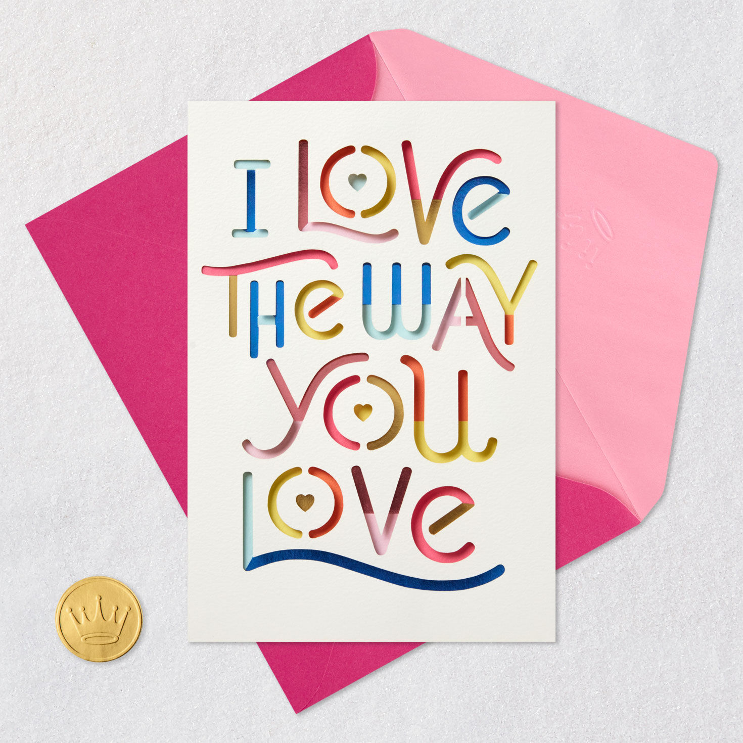 Rainbow Modern Lettering Romantic Mother's Day Card Card Front with Envelope and Gold Seal image number 6