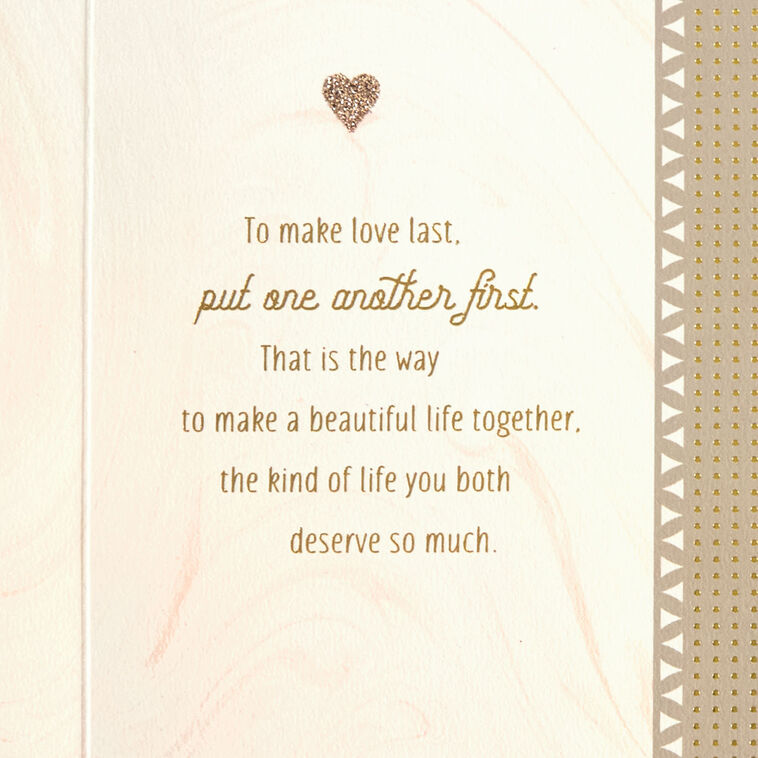 Sparkly Gold Wedding Cake With Heart Wedding Card Sentiment image number 3