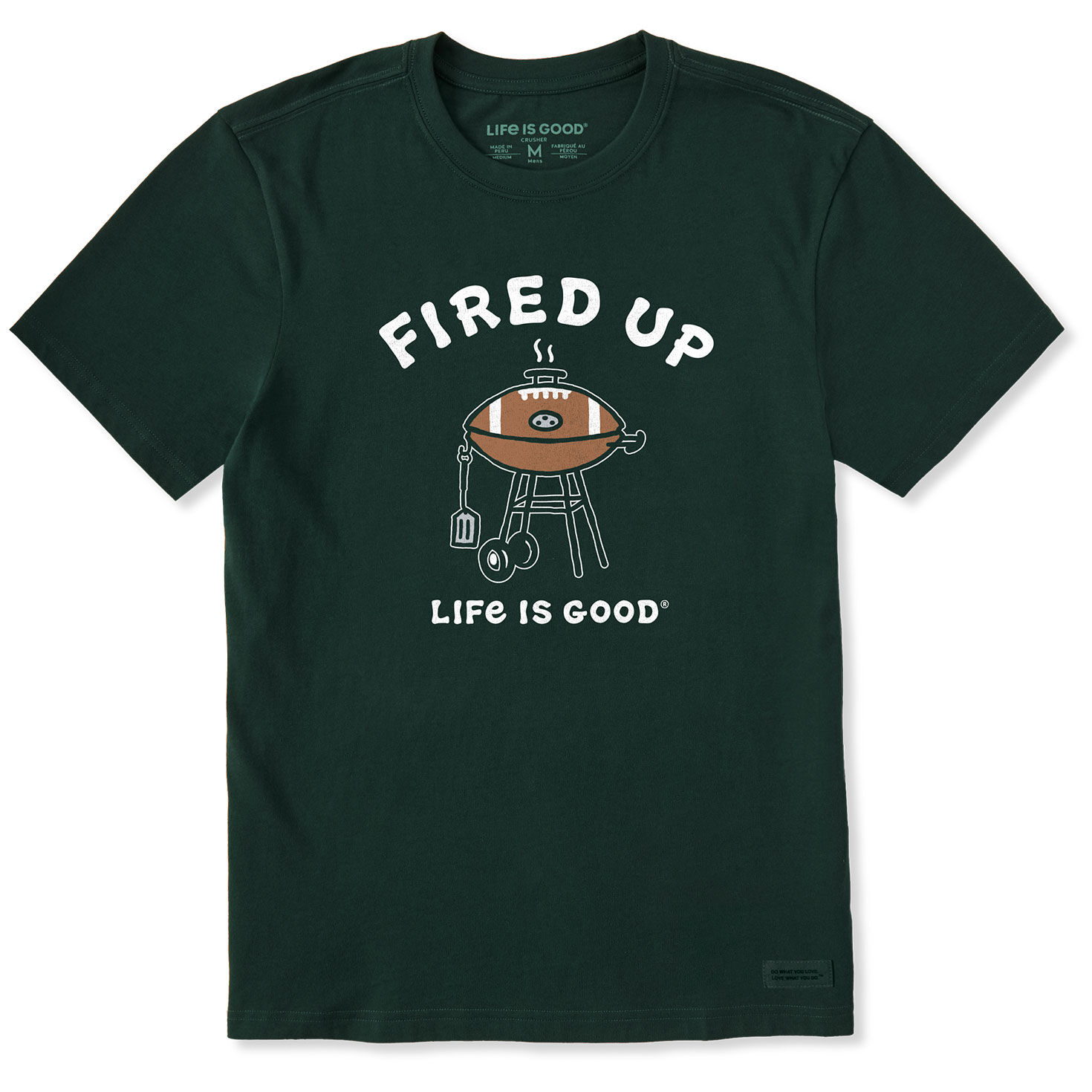 Life Is Good Men’s Fired Up Football Grill Black Short Sleeve T-Shirt for only USD 29.50 | Hallmark