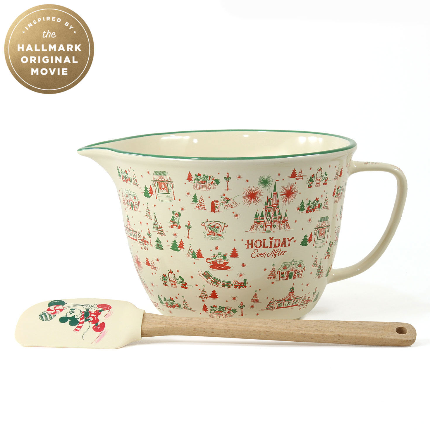 Hallmark + Disney Holiday Ever After Zrike Brands Mixing Bowl With Spatula, Set of 2