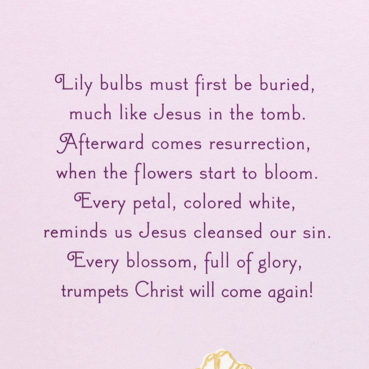 White Lilies on Purple Religious Easter Card Sentiment image number 2