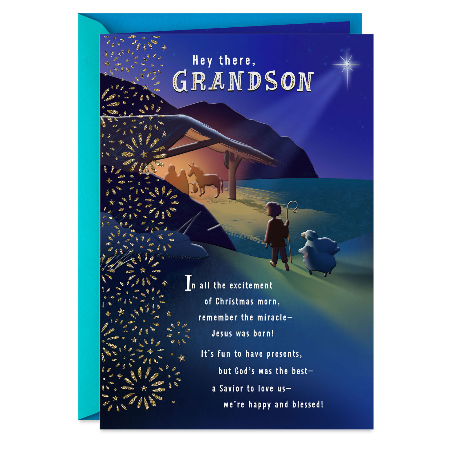 Remember the Miracle Religious Christmas Card for Grandson