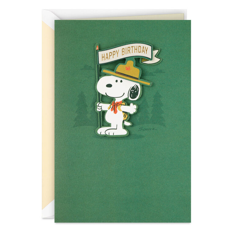 Peanuts® Beagle Scouts Snoopy Non-Stop Fun Birthday Card