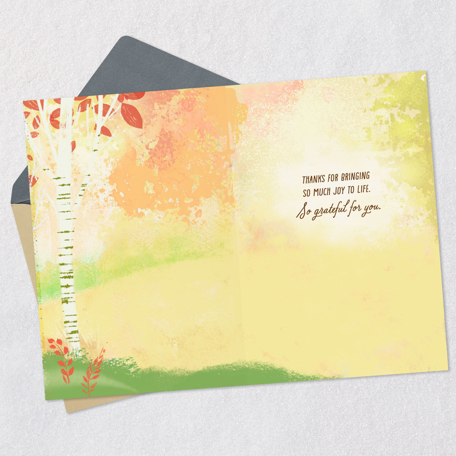 Birch Trees Thank You Card for Daughter Open card with envelope image number 3