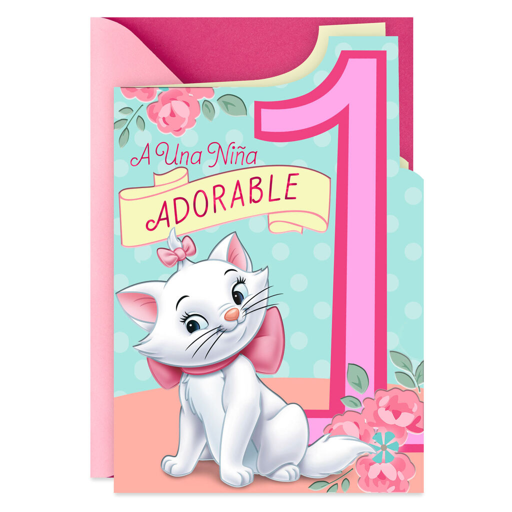 Disney The Aristocats Marie Spanish Language 1st Birthday Card
