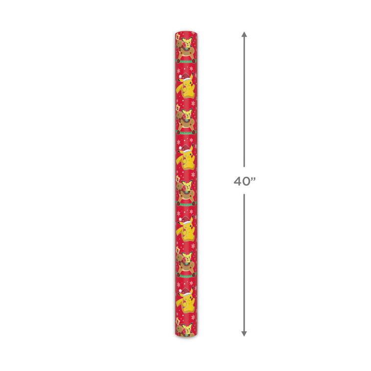 Pokémon Fun on Red Jumbo Christmas Wrapping Paper measurement image number 4