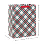 Festive Red and Green Plaid Large Holiday Gift Bag measurement image number 3