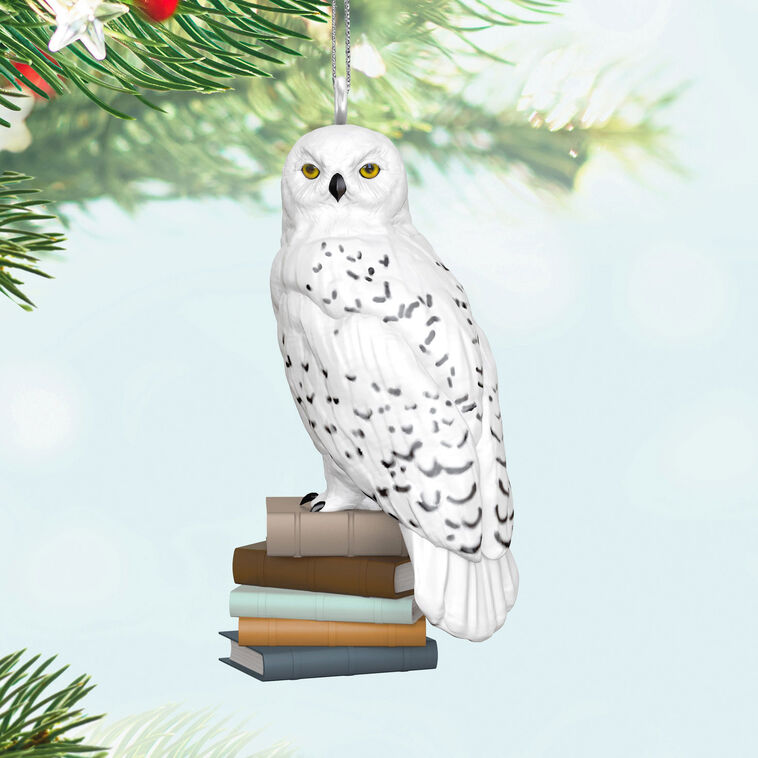 Mini Hedwig on Books Keepsake Ornament hanging on tree image number 2