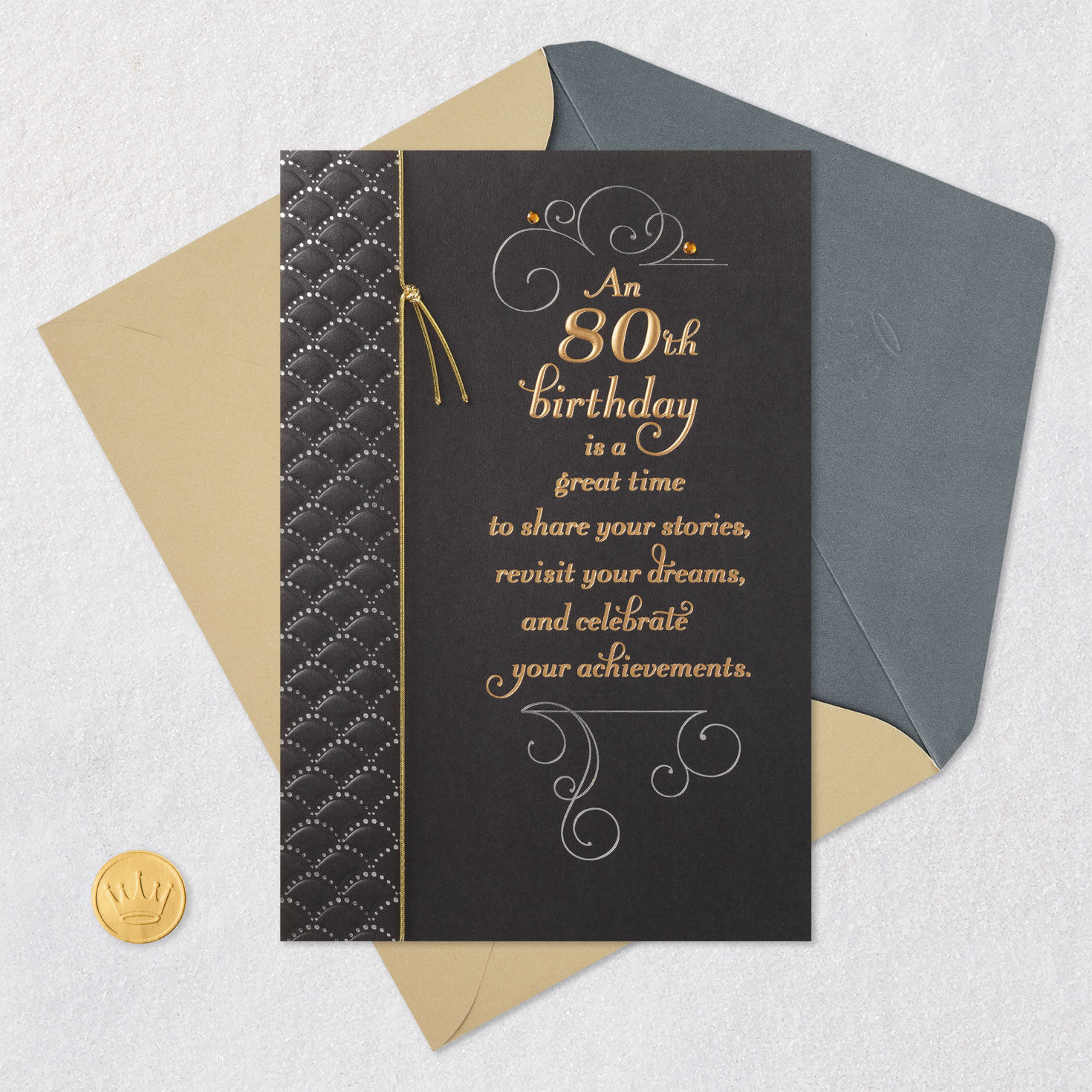 Art Deco 80th Birthday Card Card Front with Envelope and Gold Seal image number 6