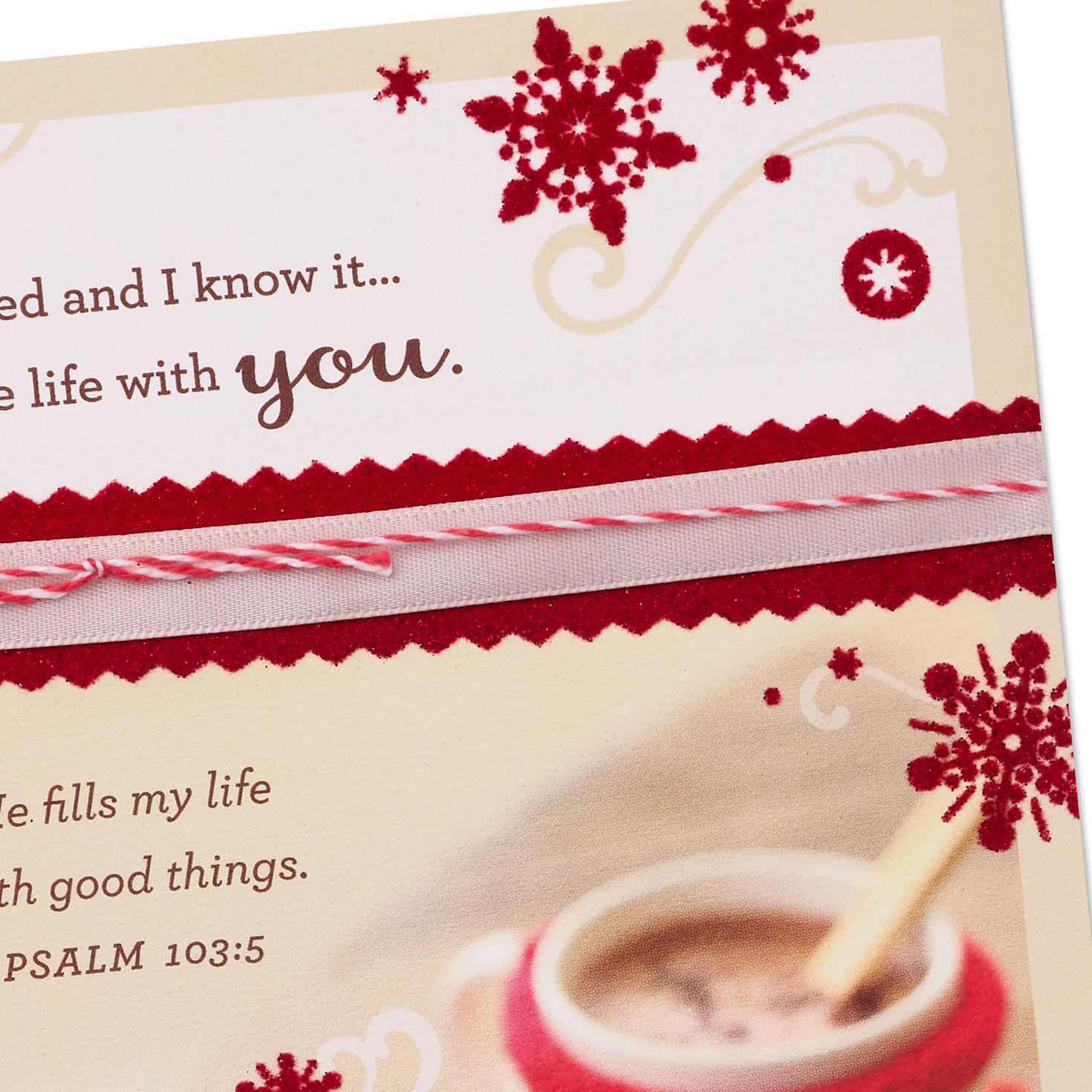 Cozy Mugs Snowflake Religious Christmas Card Card Front Detail image number 4