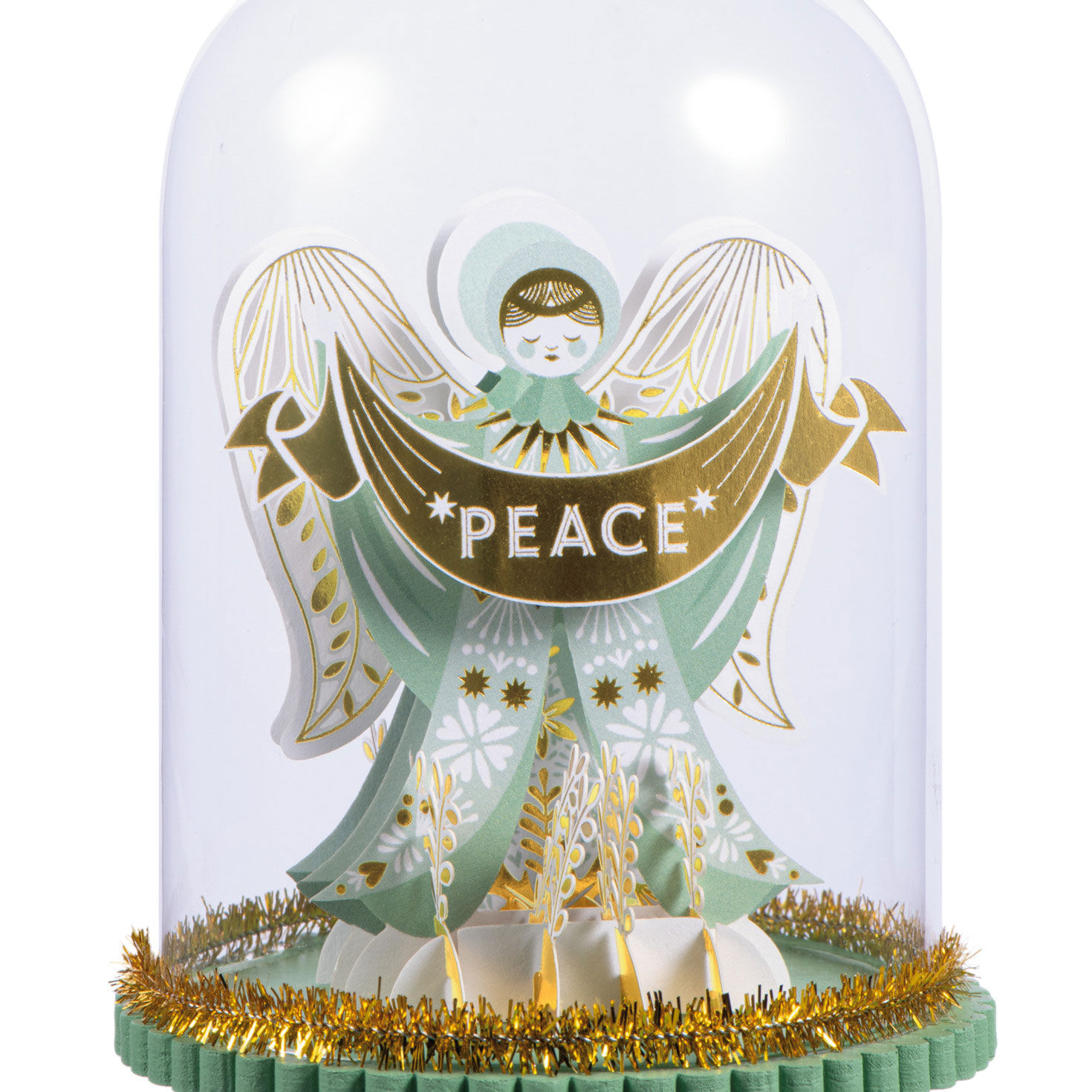 Peace Angel Cloche Christmas Ornament closeup view image number 5