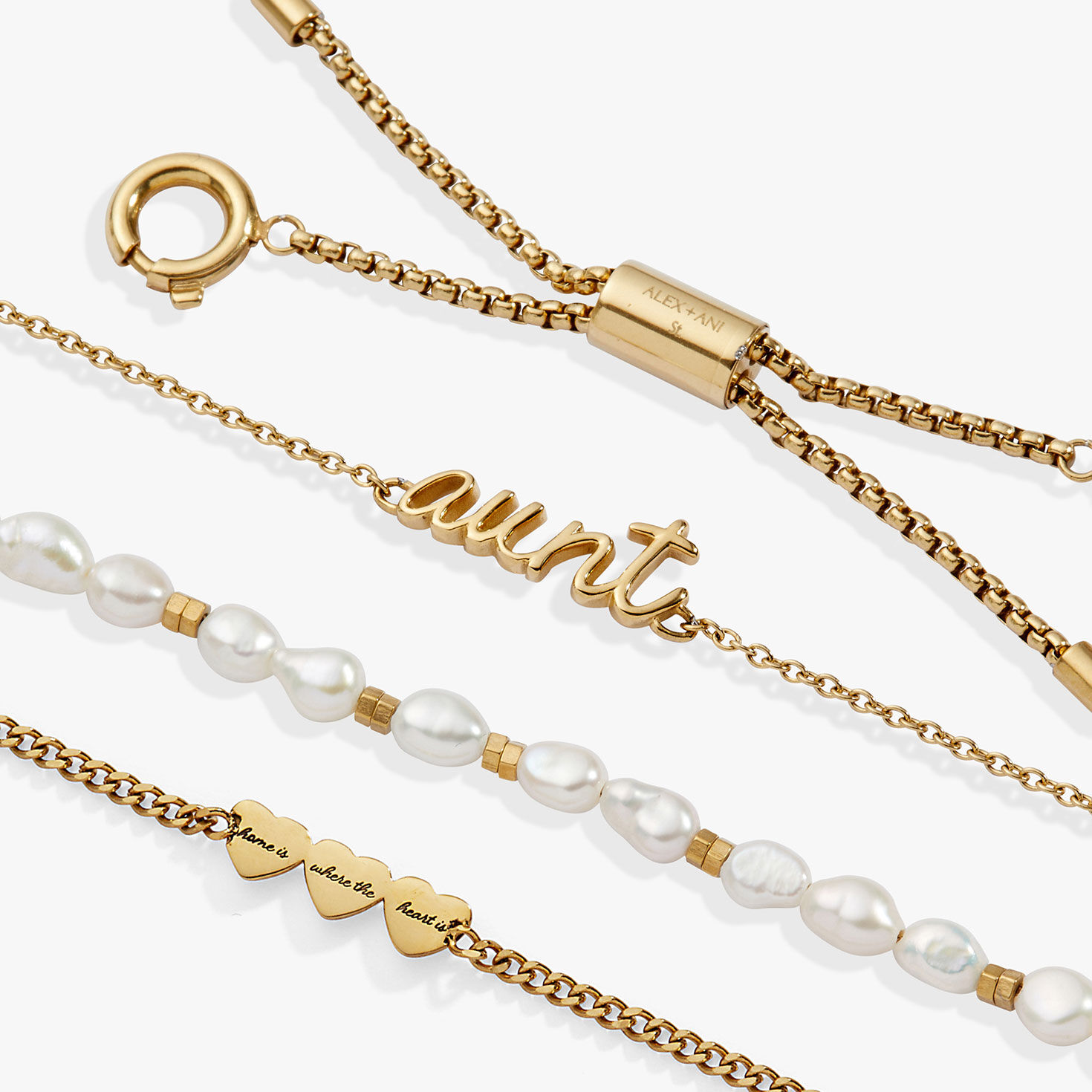 Alex And Ani Aunt 'Home Is Where The Heart Is' Stranded&trade; Bracelet Set upclose view image number 3