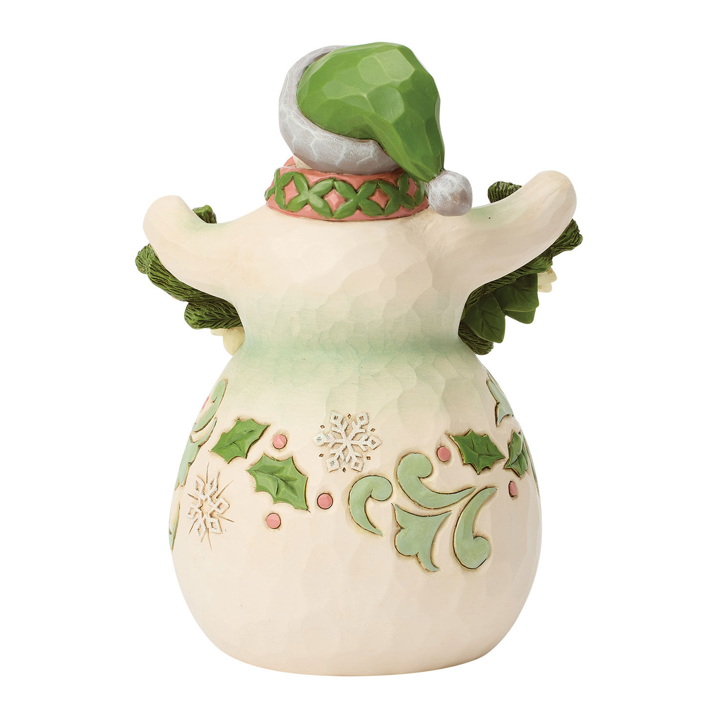 Snowman with Flower Garland Jim Shore Statue back image number 2