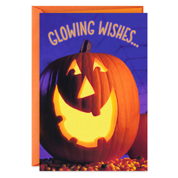 Glowing Pumpkin Happy Halloween Card, , large image number 1