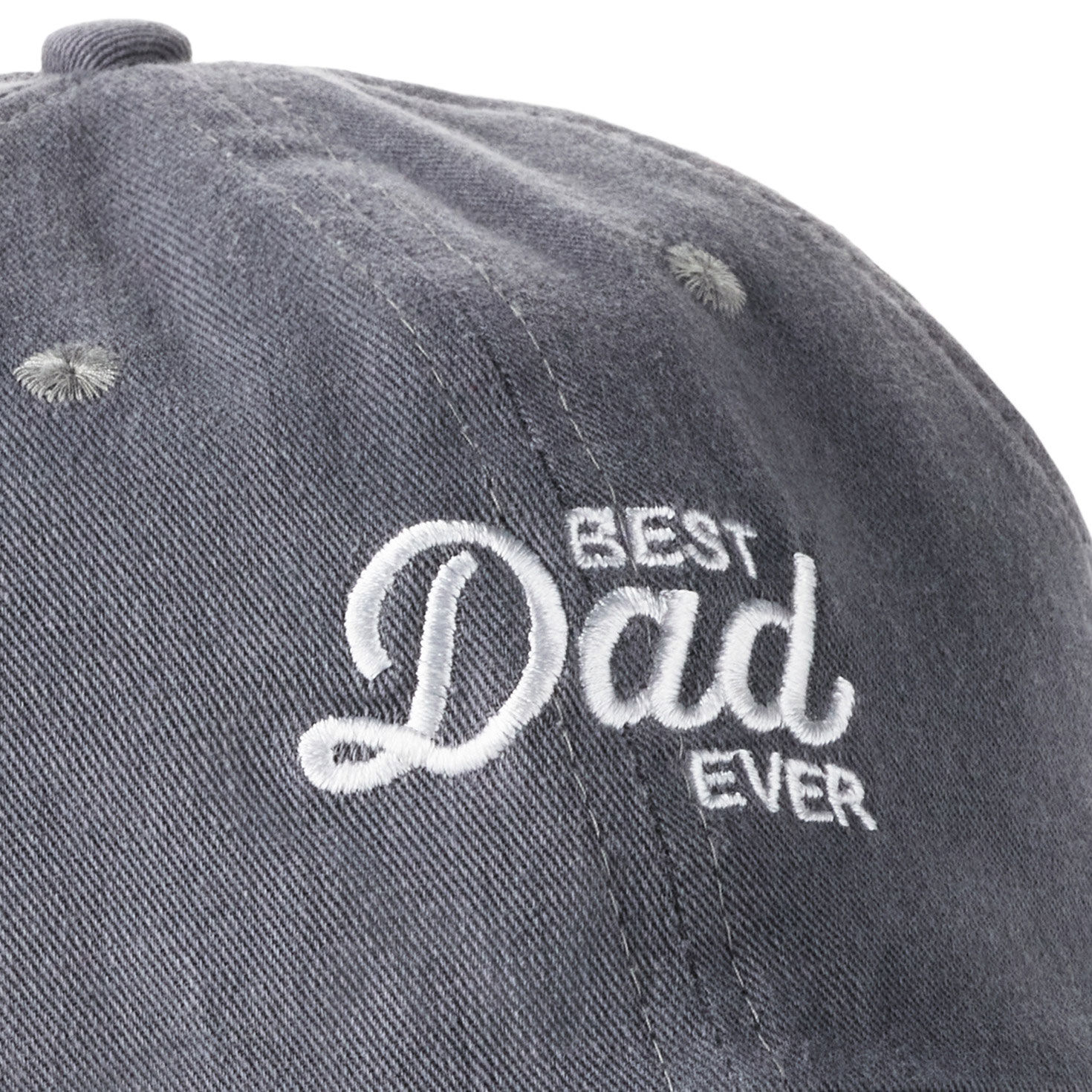 Best Dad Ever Gray Twill Baseball Cap closeup view image number 4