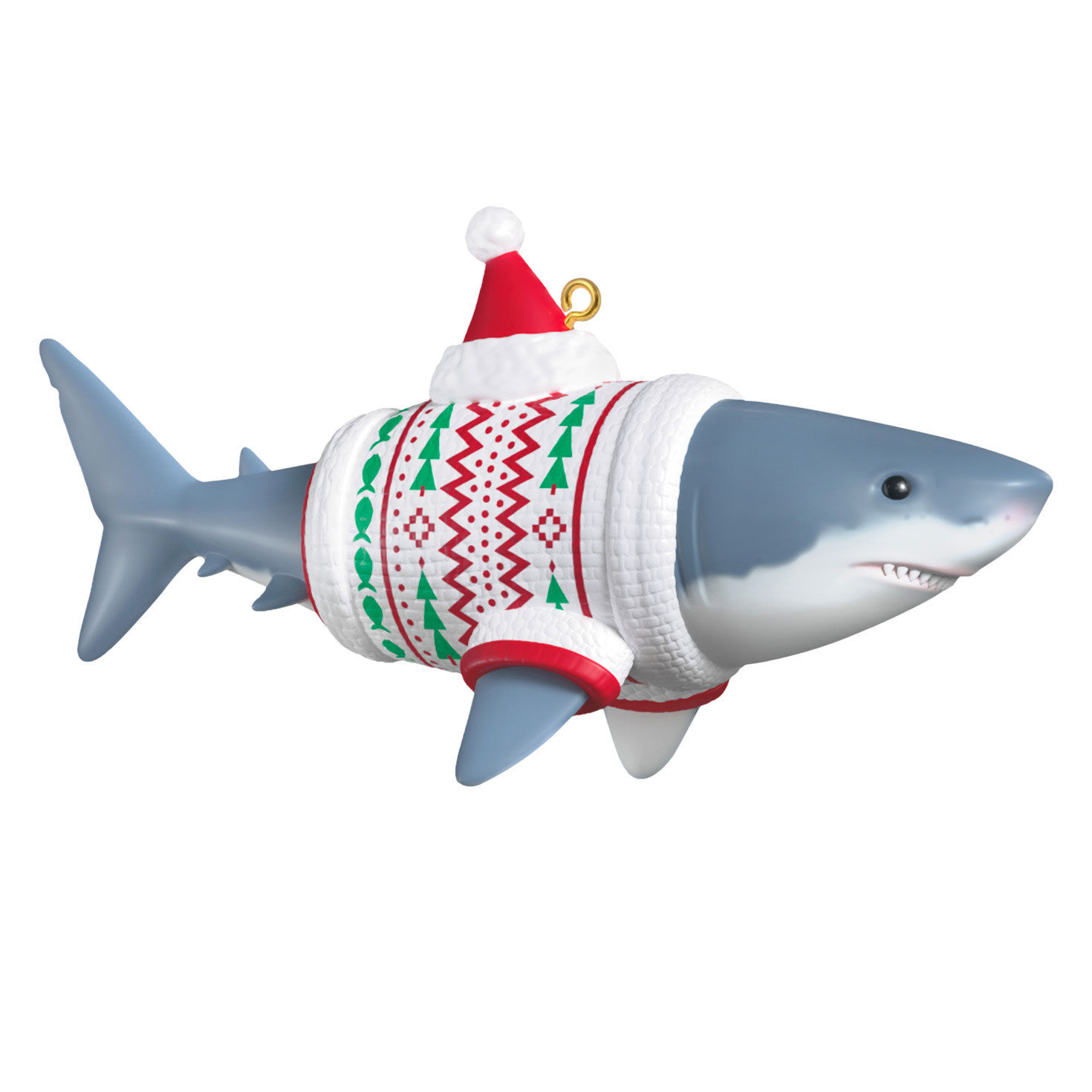 Shark Week Shark in Sweater Keepsake Ornament Back image number 6