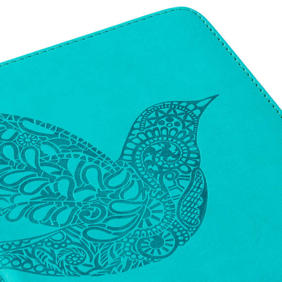 Embossed Bird Turquoise Faux Leather Notebook, , large image number 5
