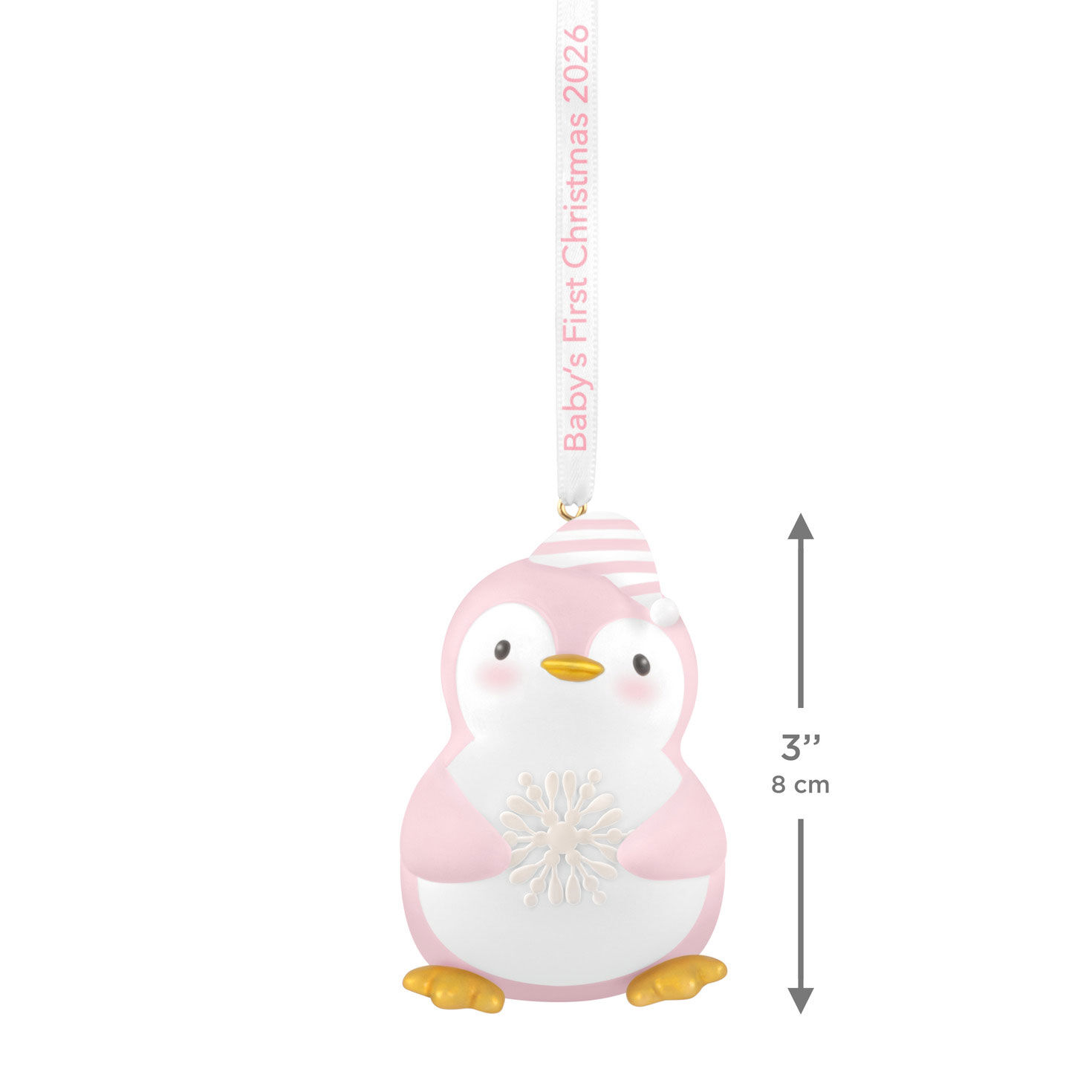 Baby Girl 1st Christmas Penguin Keepsake Ornament measurement image number 3