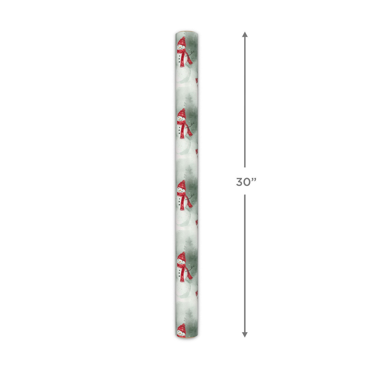 Snowman in Red Plaid Holiday Wrapping Paper Measurement image number 5