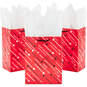8.8" Diagonal Hearts and Stripes 3-Pack Medium Valentine's Day Gift Bags With Tissue Paper, , large image number 1