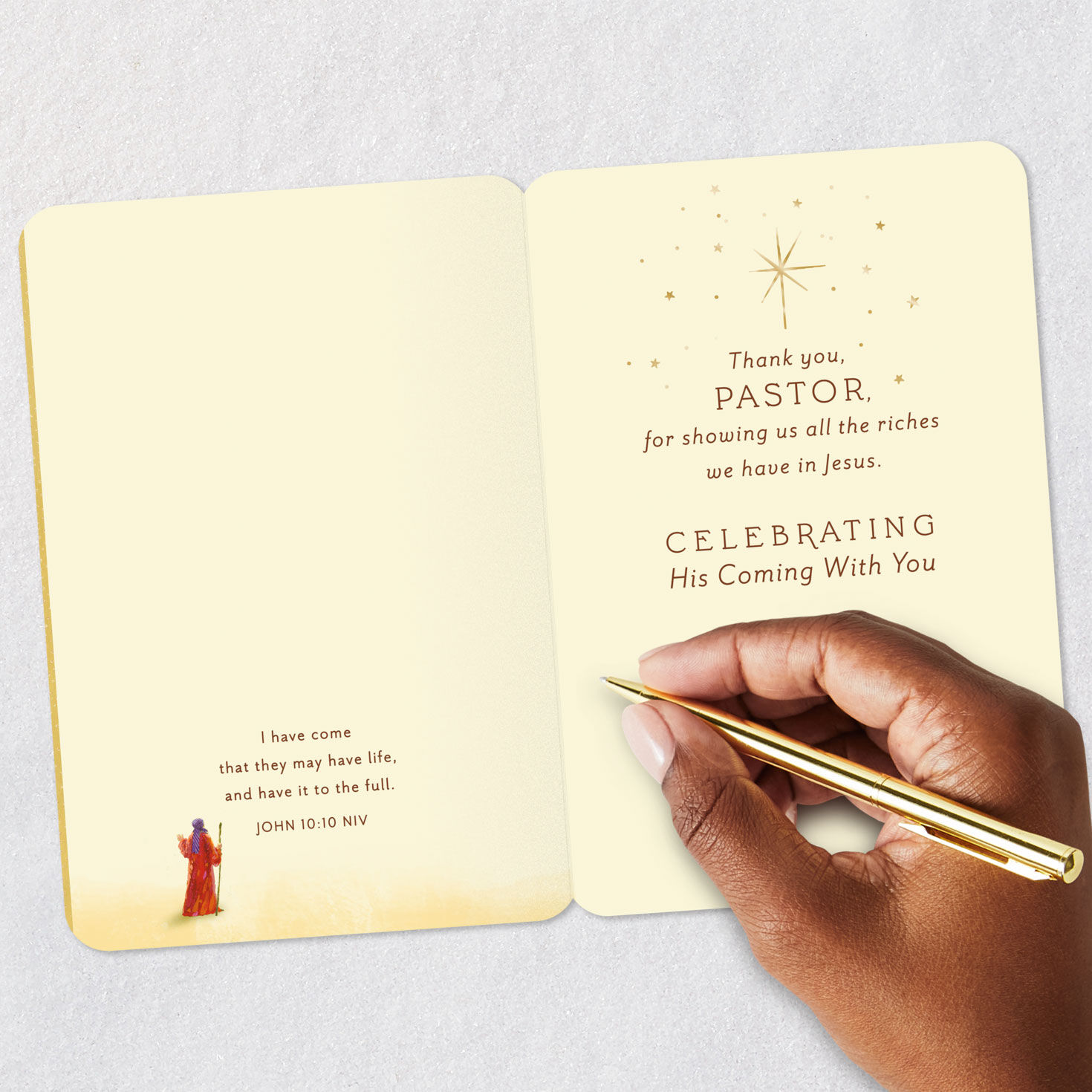 Simple Manger Religious Christmas Card for Pastor Signing card image number 7