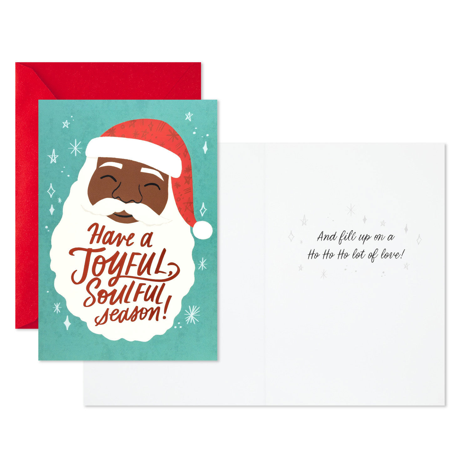 Black Santa With Beard Boxed Christmas Card Pack Card Front with Sentiment image number 3