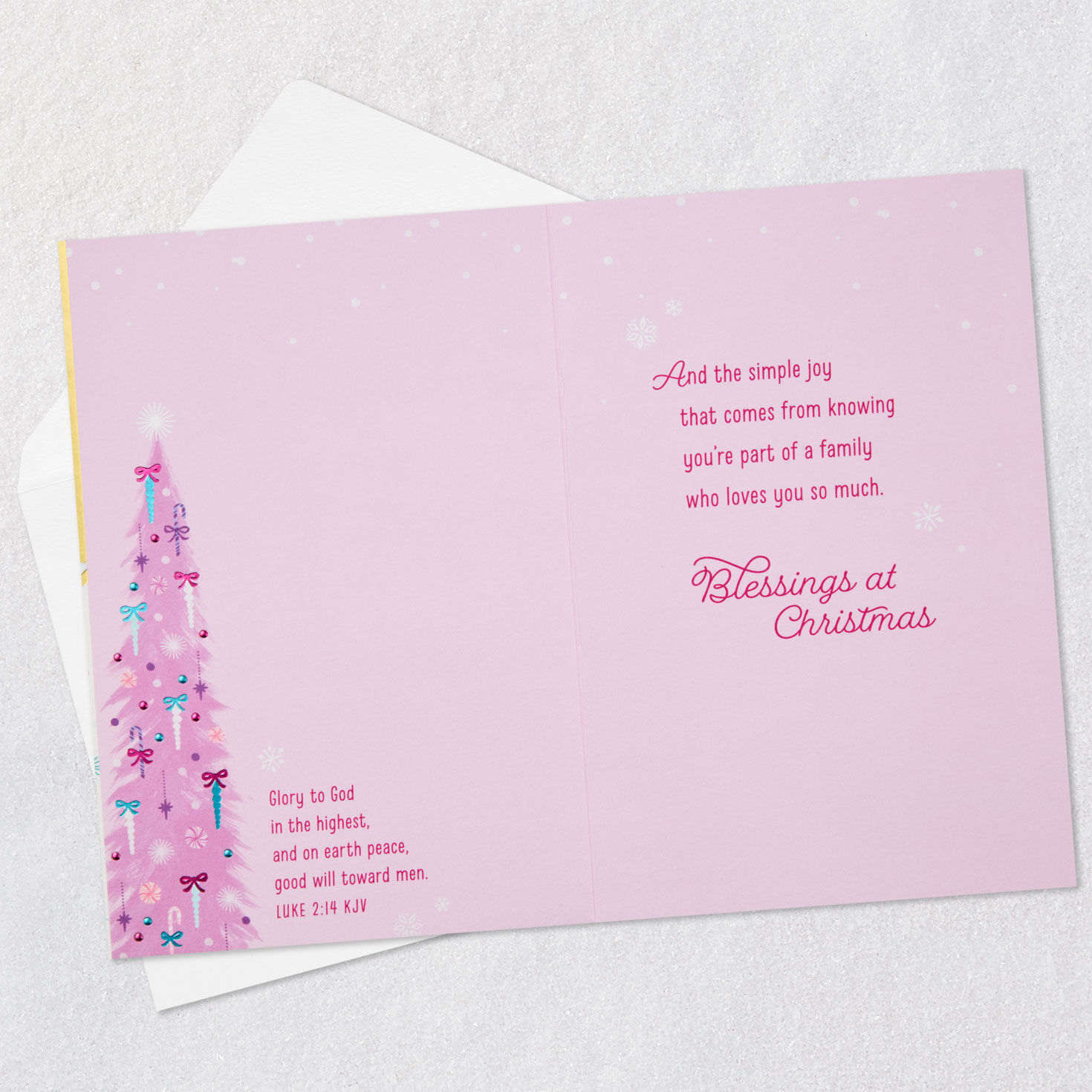Tree Daughter and Family Religious Christmas Card Open card with envelope image number 4