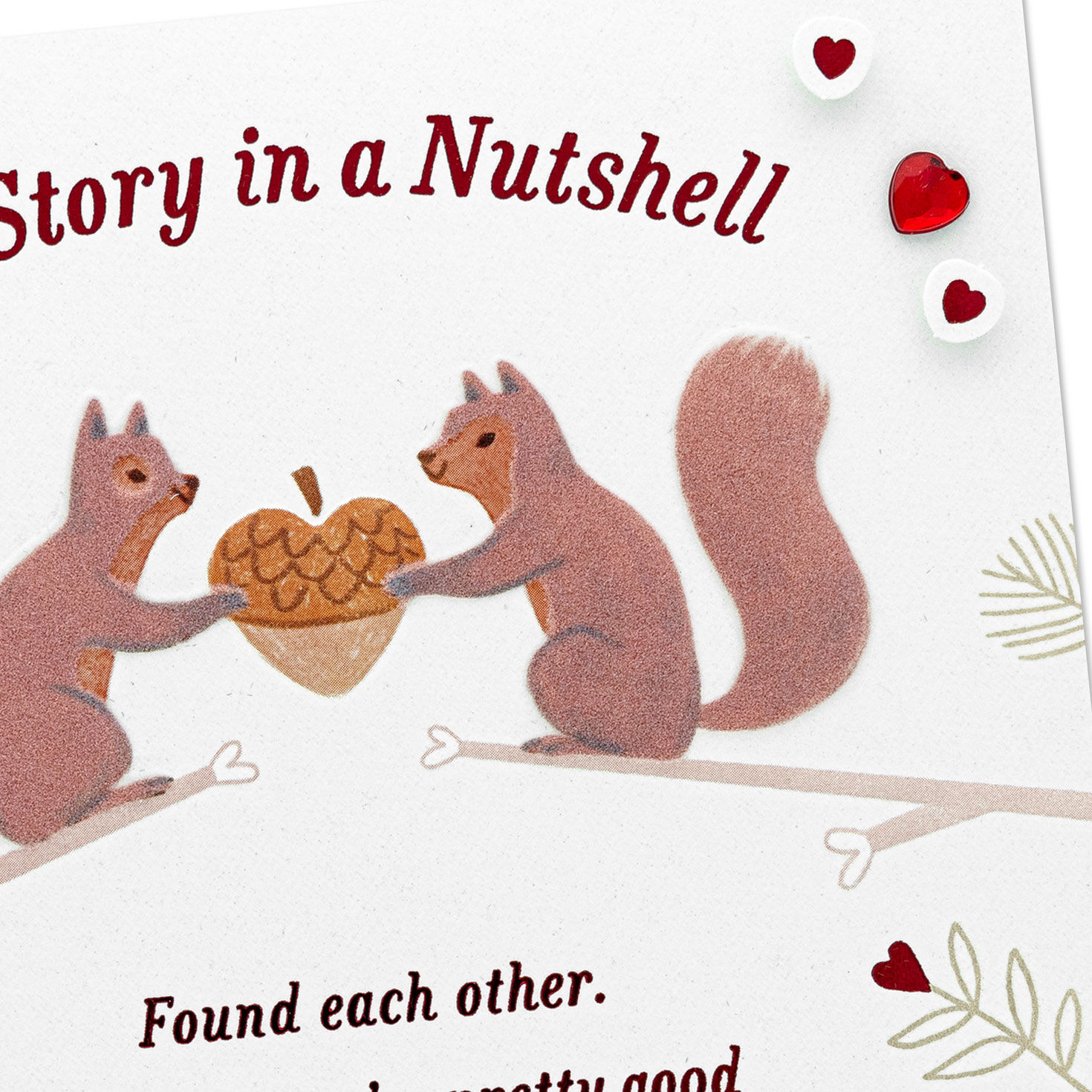Squirrels With Heart Acorn Romantic Valentine's Card Card Front Detail image number 4