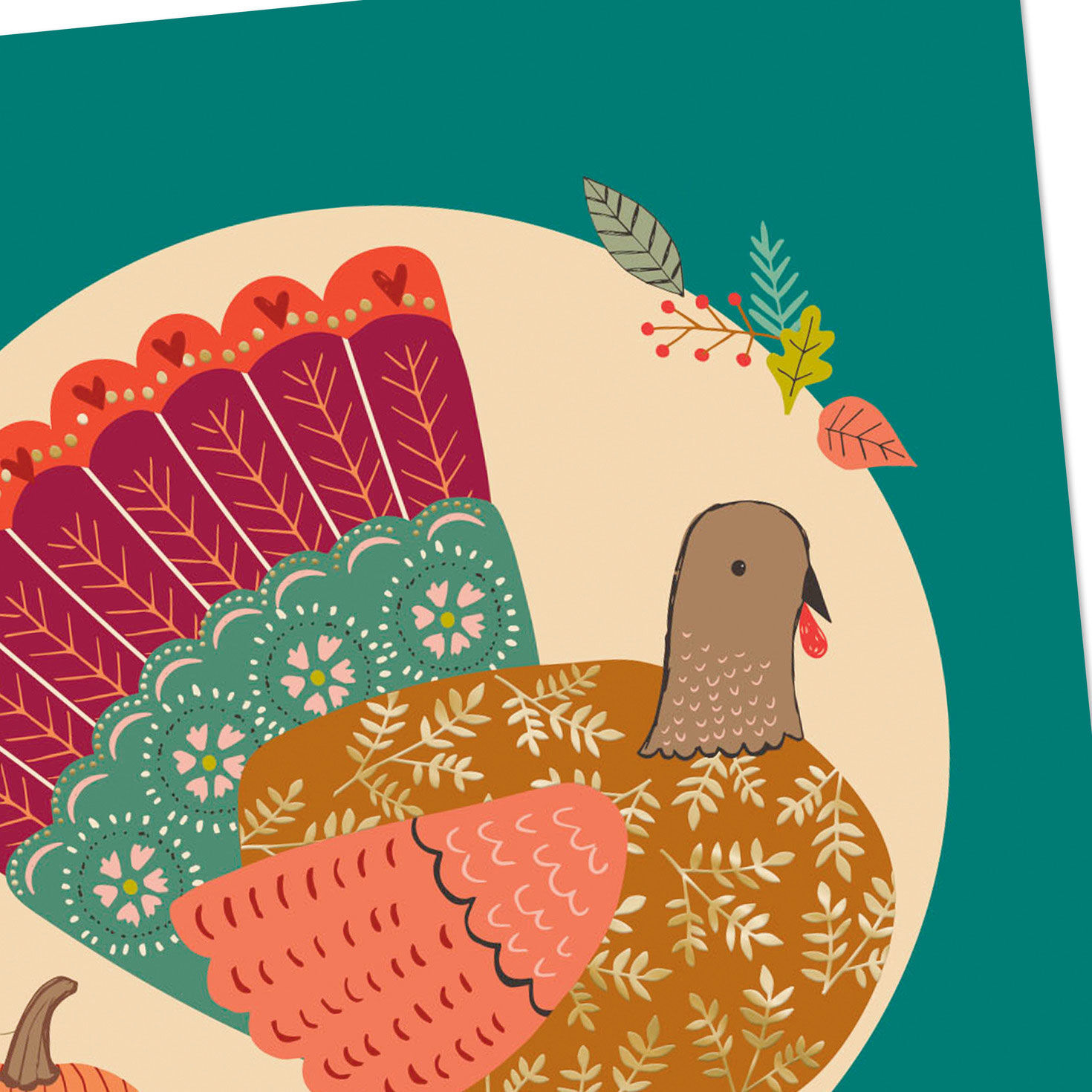 Retro Quilted Turkey Thanksgiving Cards Pack Cover Detail image number 4
