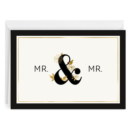 Black & Gold Folded Wedding Photo Card, 