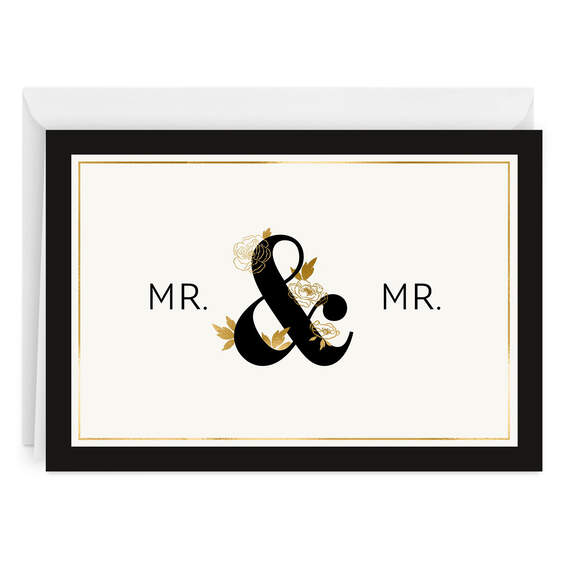 Black & Gold Folded Wedding Photo Card, , large image number 1