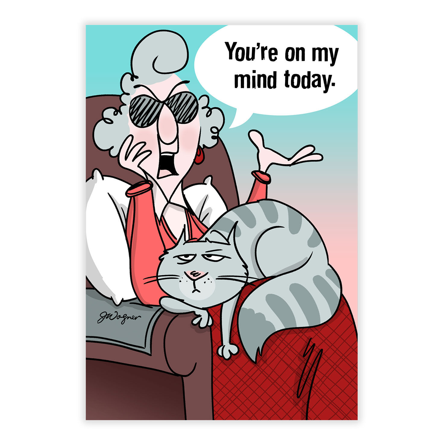 Maxine With Cat Personalized Thinking of You Card front image number 2